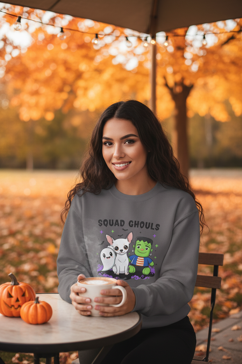 Squad Ghouls Sweatshirt - October Coffee Mockup