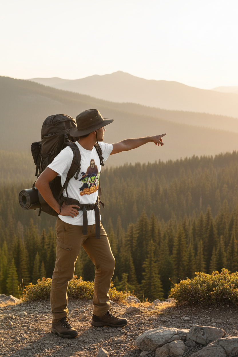 Standing at scenic overlook with forest landscape