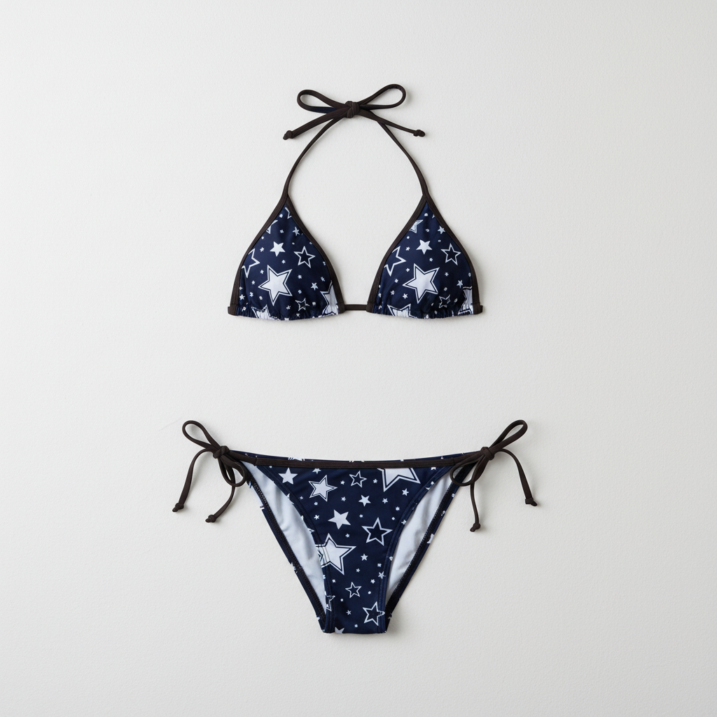 Starry Nights bikini flat lay display