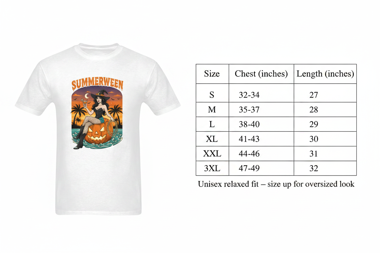 Summerween Size Chart