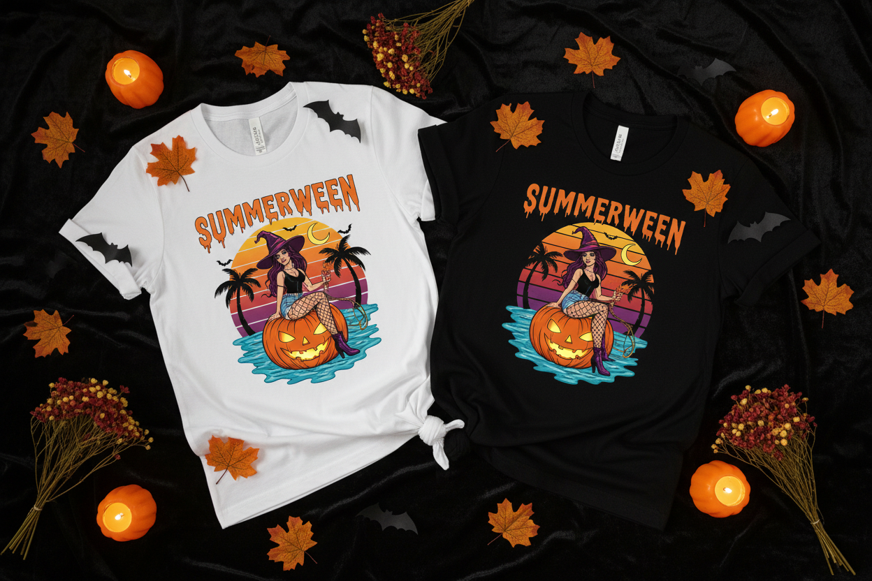 Summerween - White & Black Side by Side Flat Lay