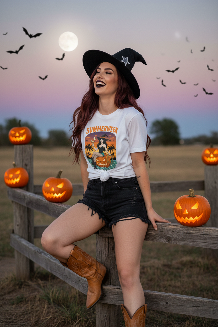 Summerween - White Tee Model 2