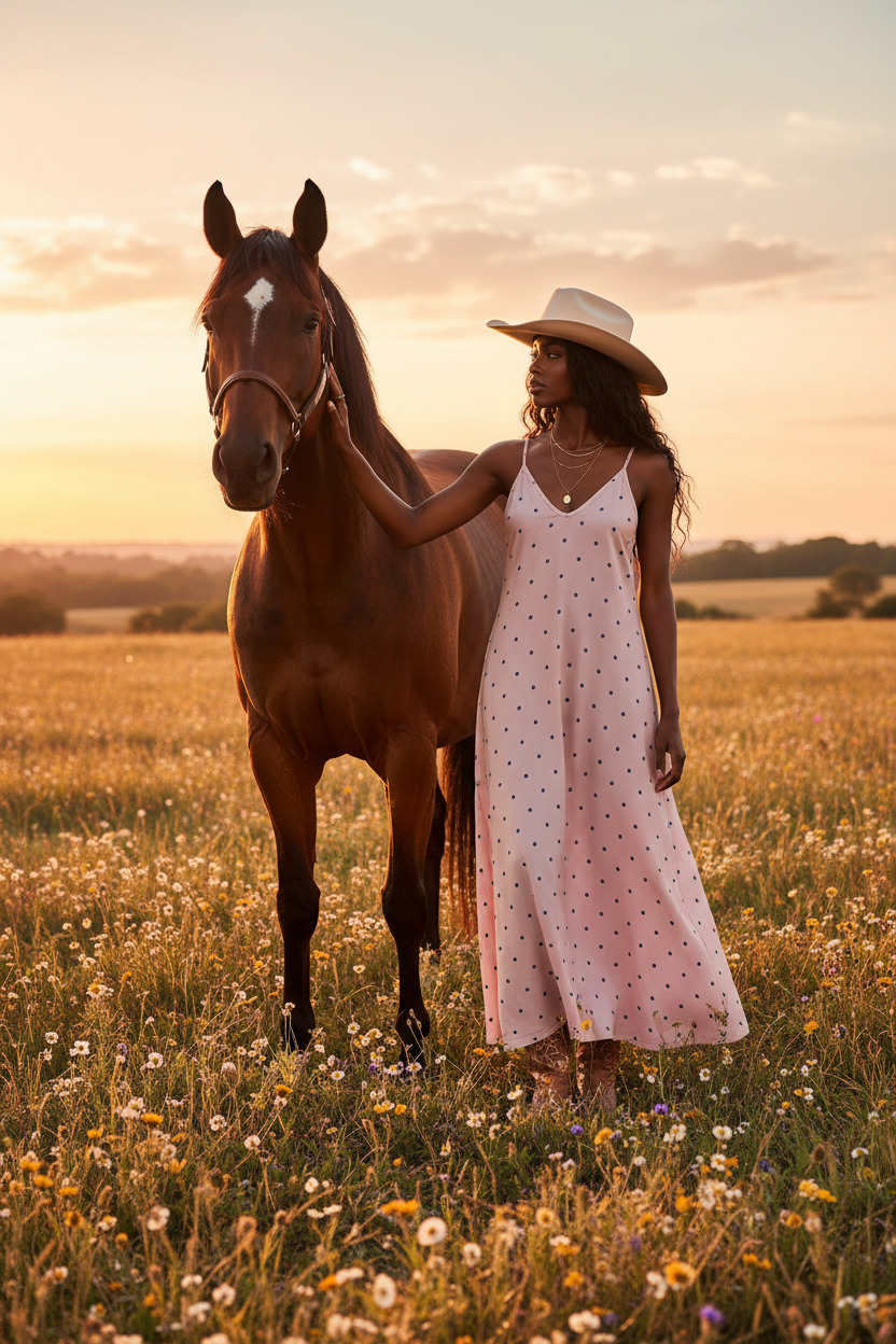 Sundown Slip Dress With Horse