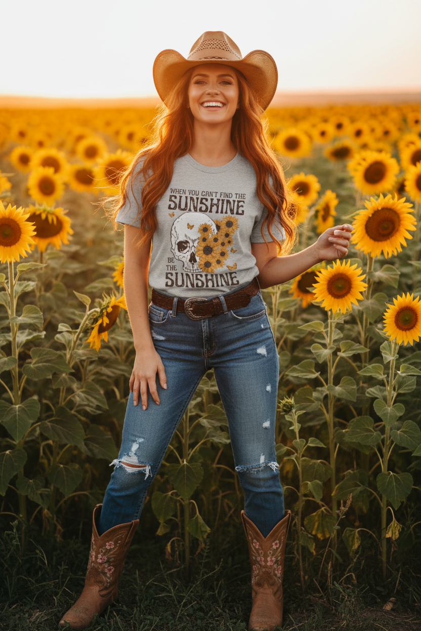Sunshine Skull Cowgirl — Sport Grey