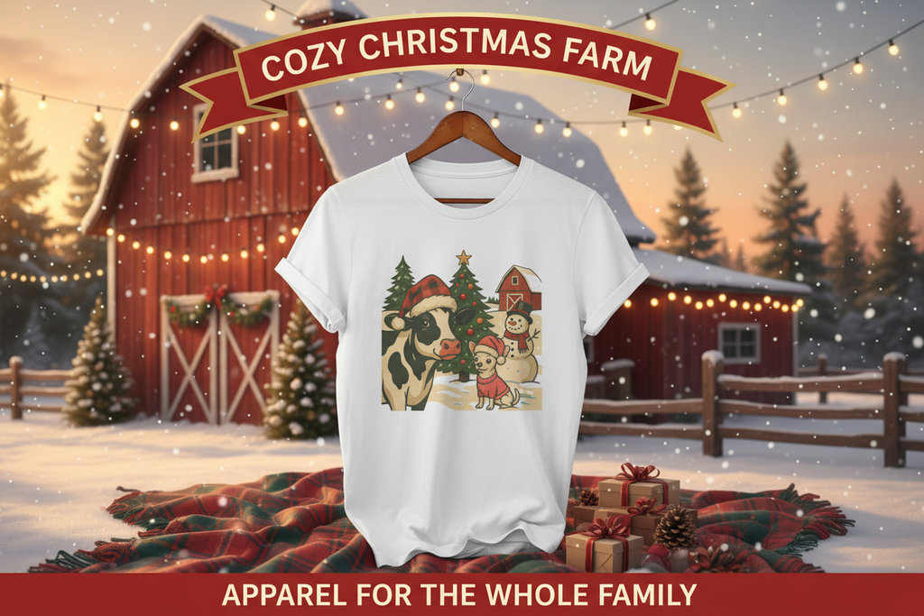 T-Shirt Cows Dog Lovers Christmas Farm Promotional Banner