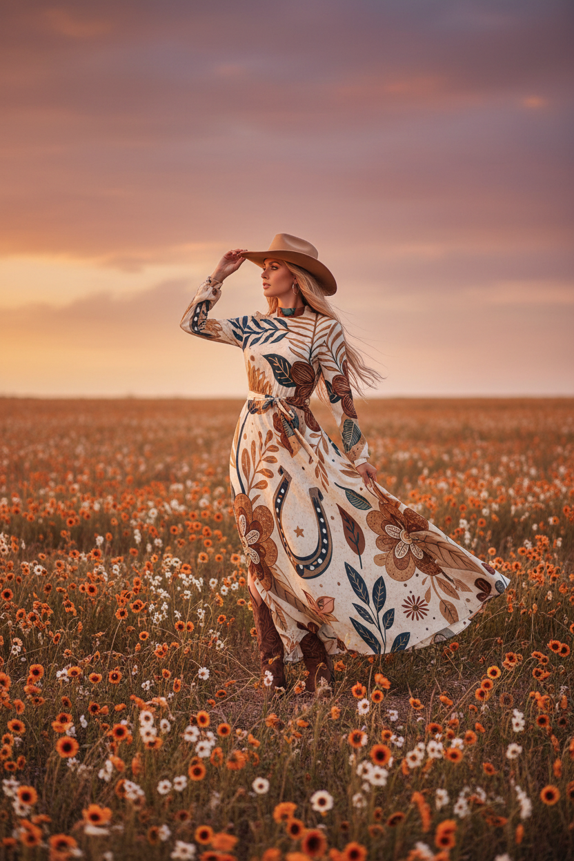 The Cowgirl Sweetheart Dress Romantic Mockup