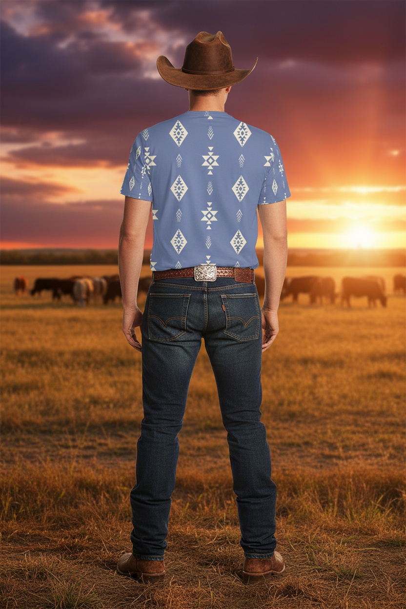 The Desperado Tee — Back Shot with Cattle