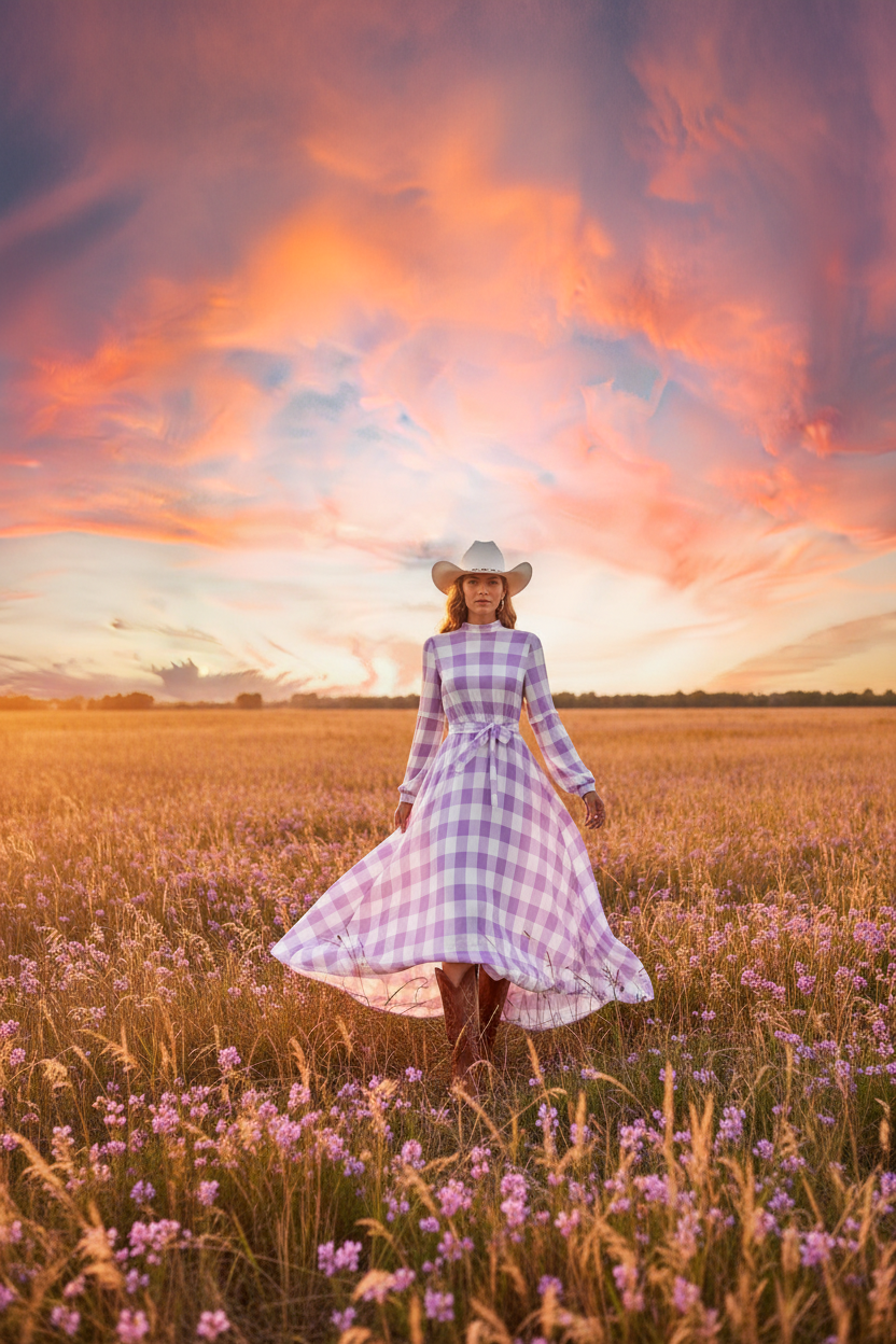 The Homestead Dress Wildflower Meadow Cowgirl Boots