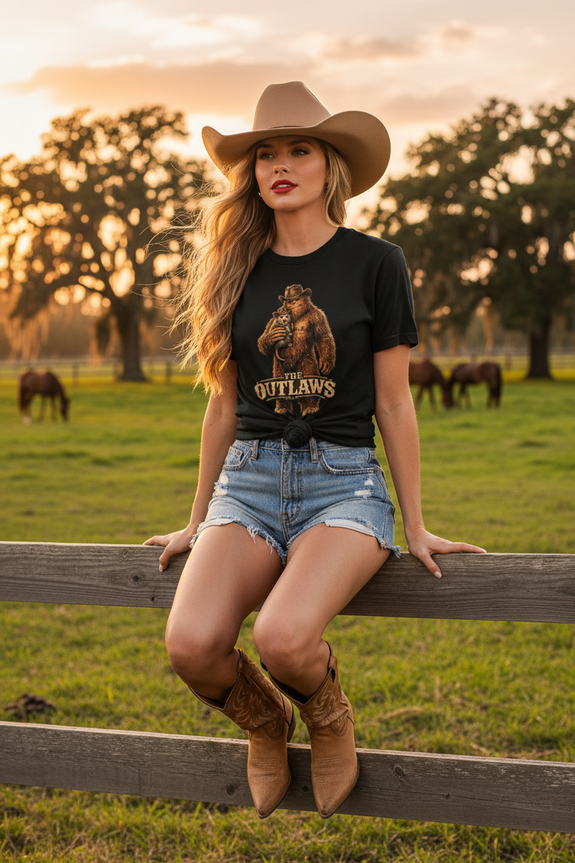 The Outlaws — Cowgirl on Fence