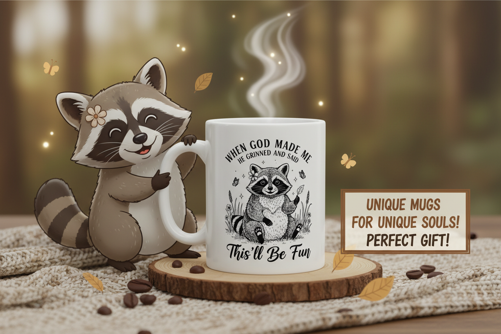 This'll Be Fun Raccoon Ceramic Mug Banner Ad