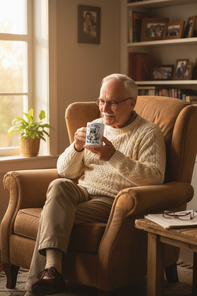 This'll Be Fun Raccoon Mug Older Man Mockup