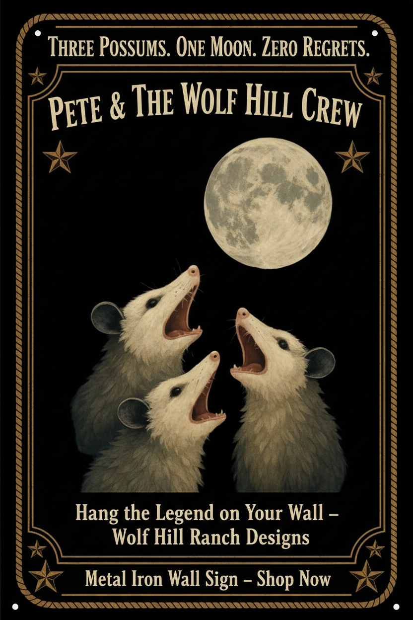 Three Possums Moon Ad Poster