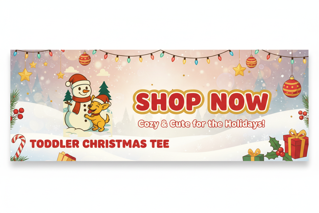 Toddler Christmas Tee Coco and Snowman Shop Now Banner