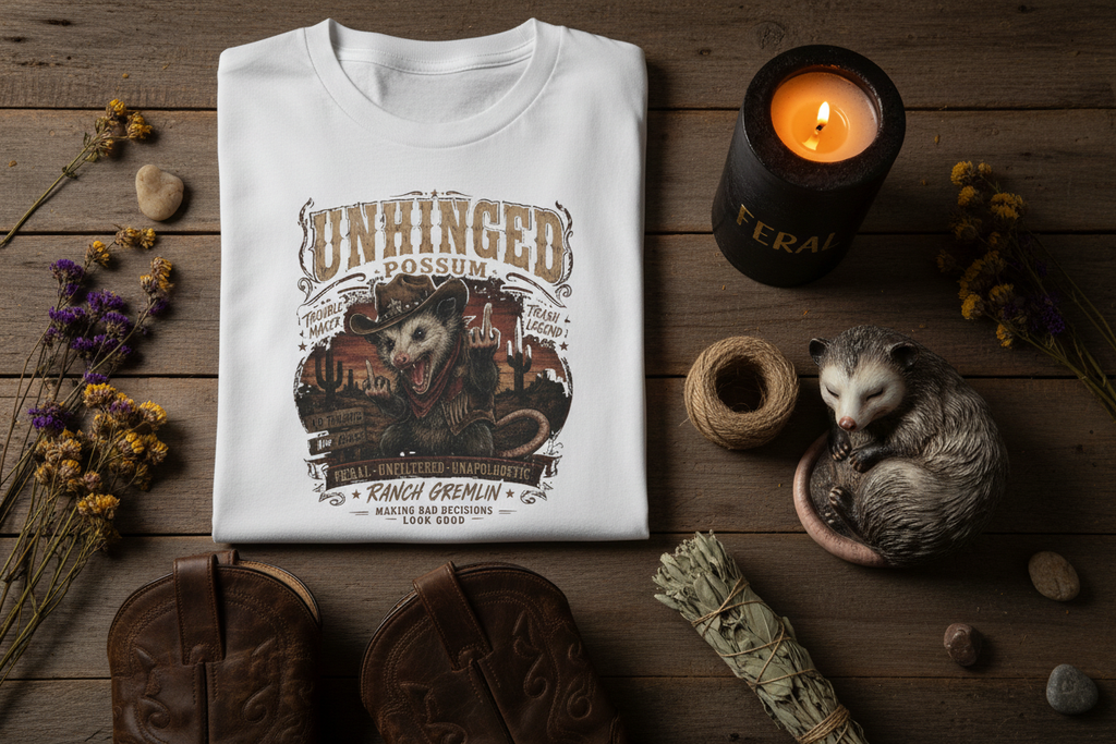 Unhinged Possum - Feral Candle Flat Lay