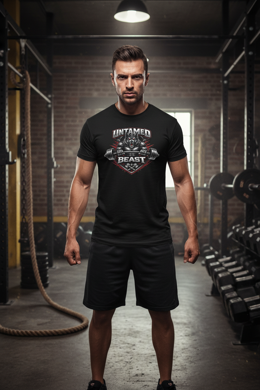 Untamed Beast Black Shirt Gym Mockup