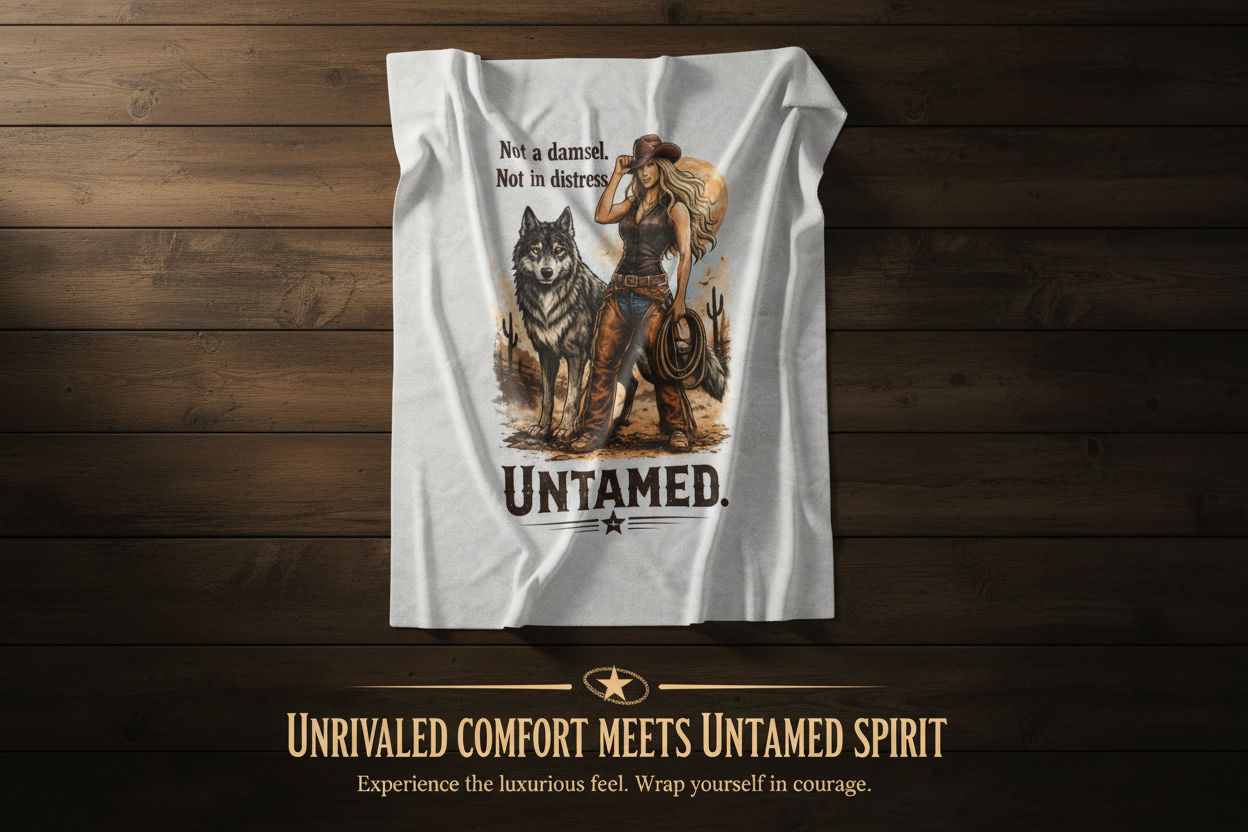 Untamed Cowgirl Blanket Draped Banner