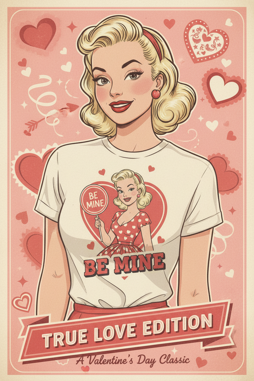 Valentine Retro Be Mine T-Shirt Monroe Poster