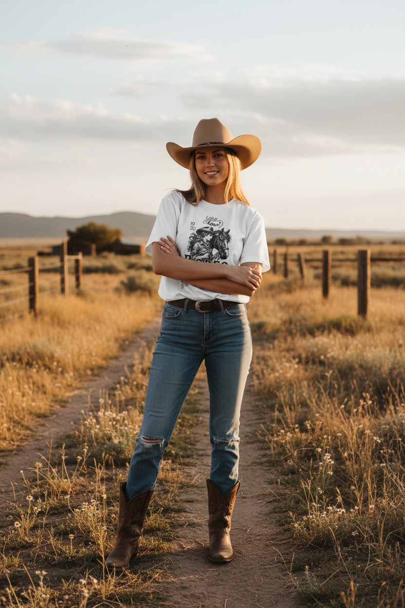 Vintage Rodeo Tee - Lady Mockup