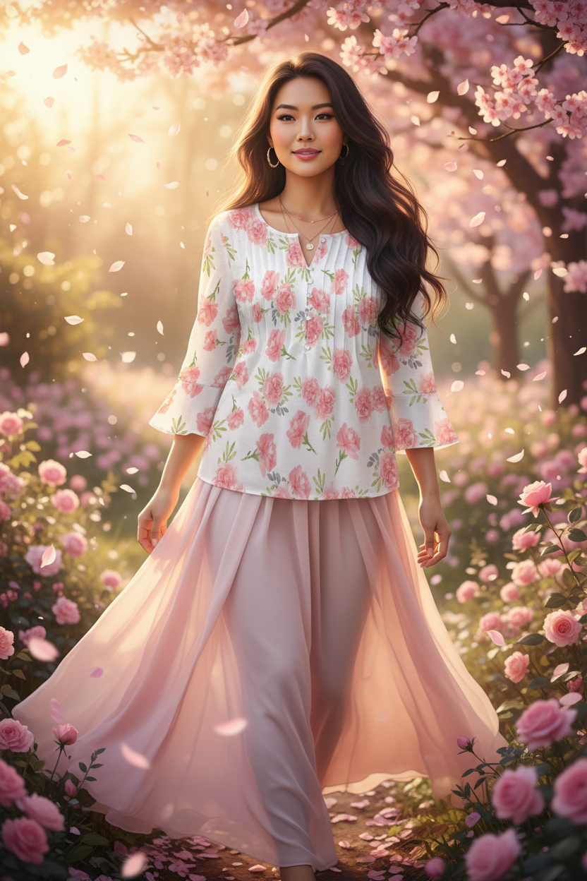 Vintage Rose Blouse - Cherry Blossom