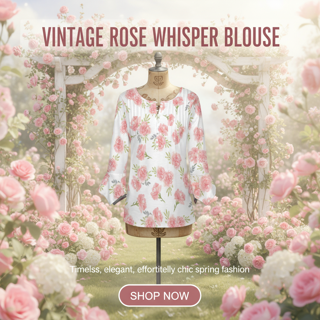 Vintage Rose Whisper Blouse - Social Media Ad