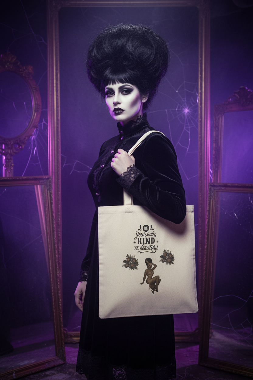 Vintage setting showing the exact monster pin-up artwork