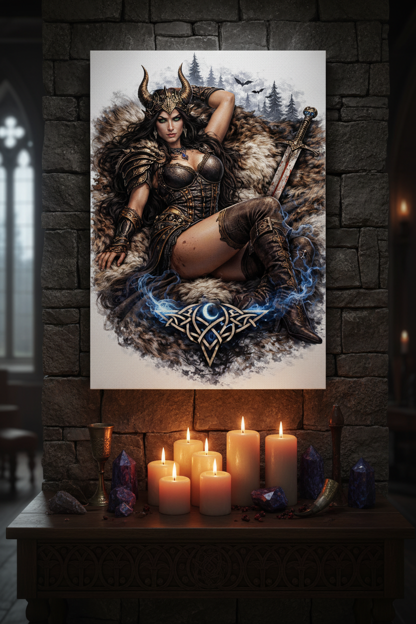 Warrior Willow Pin-Up — Unframed Canvas Wall Mockup