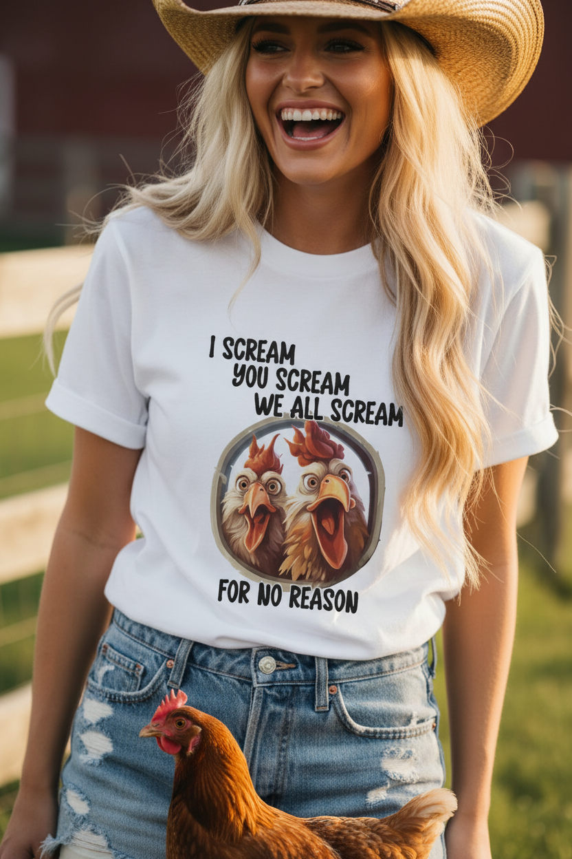We All Scream Chicken Tee - Close Up Shirt