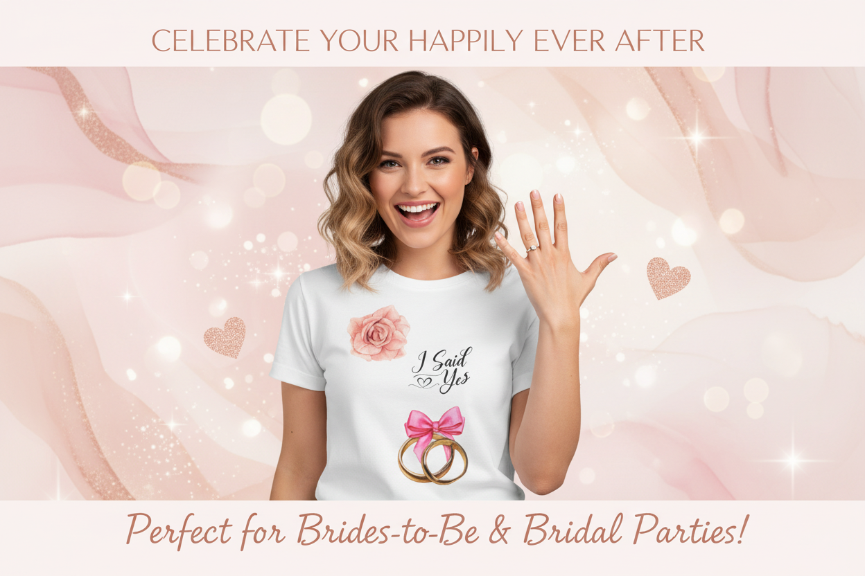 Wedding Proposal I Said Yes T-Shirt Woman Banner Ad