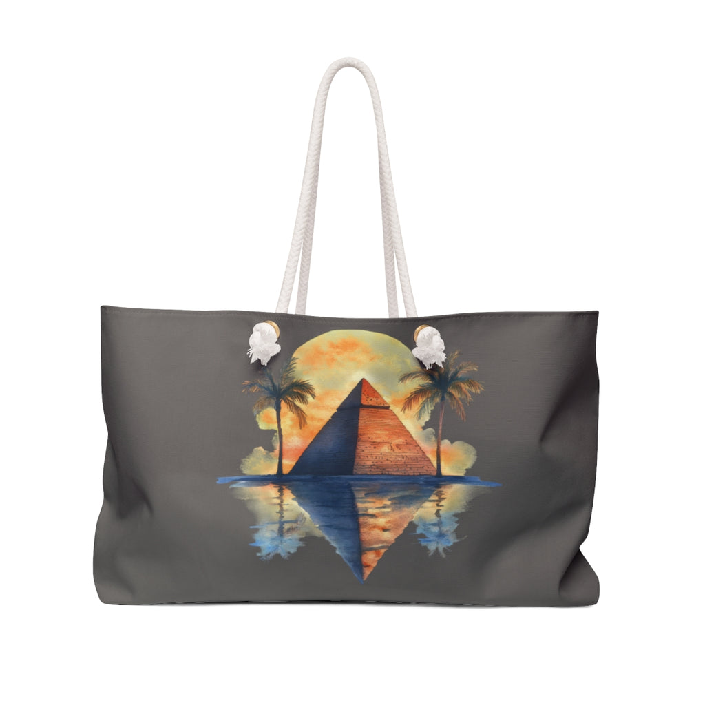 Retro Sunset Pyramid Weekender Bag – Tropical Palm Travel Tote