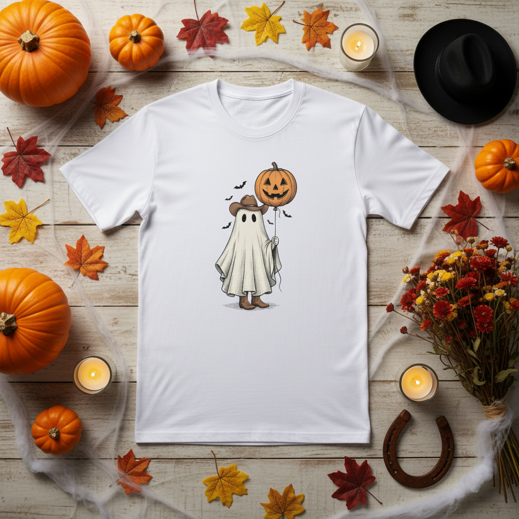 White Tee Flat Lay Halloween