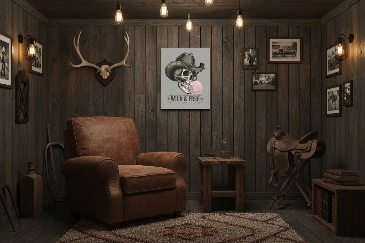 Wild & Free Cowboy Man Cave Mockup