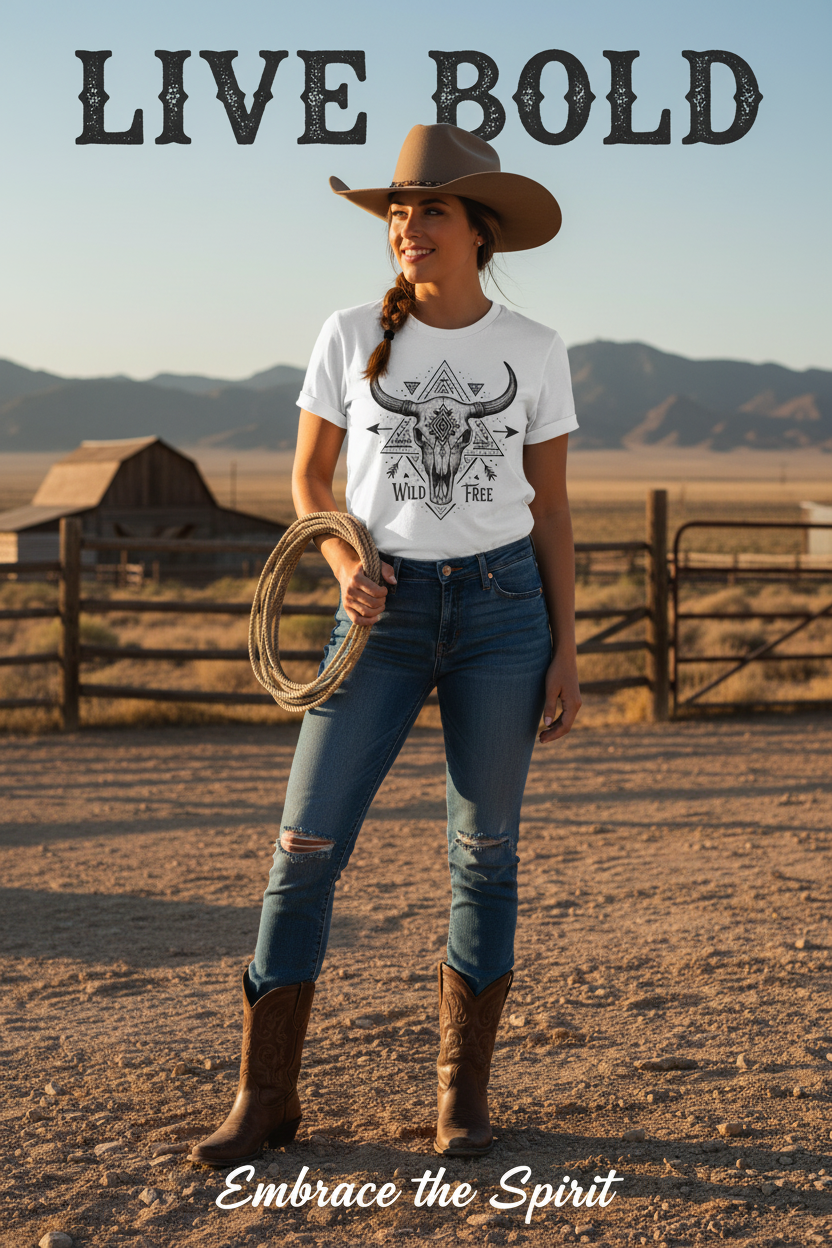 Wild & Free Tee - Western Poster Ad