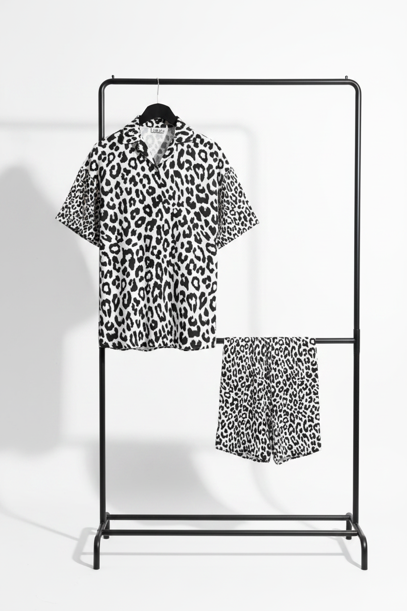 Wild Side Snow Leopard PJ Set — Hanger Shot