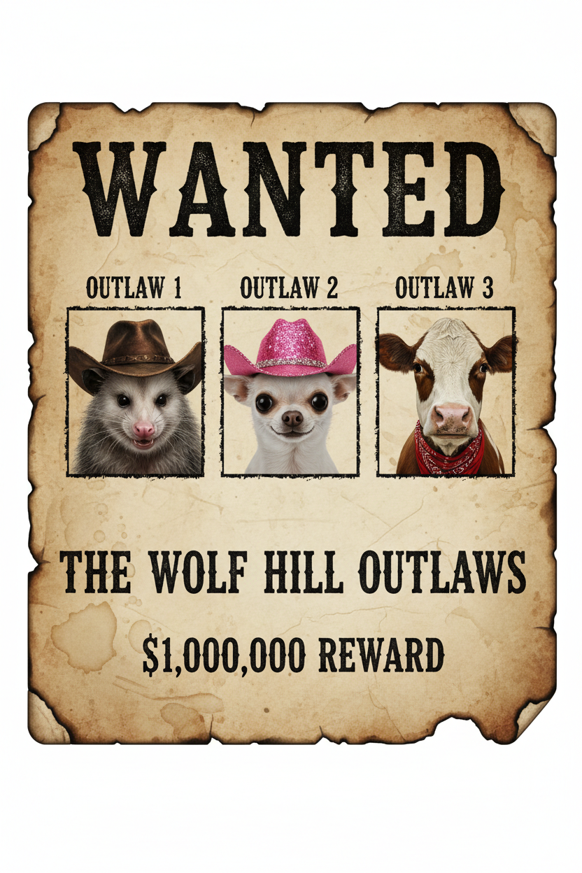Wolf Hill Outlaws Wanted Poster Tee