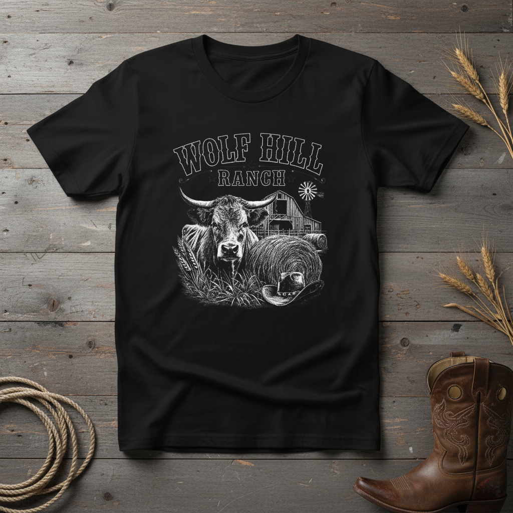 Wolf Hill Ranch Black Tee Mockup