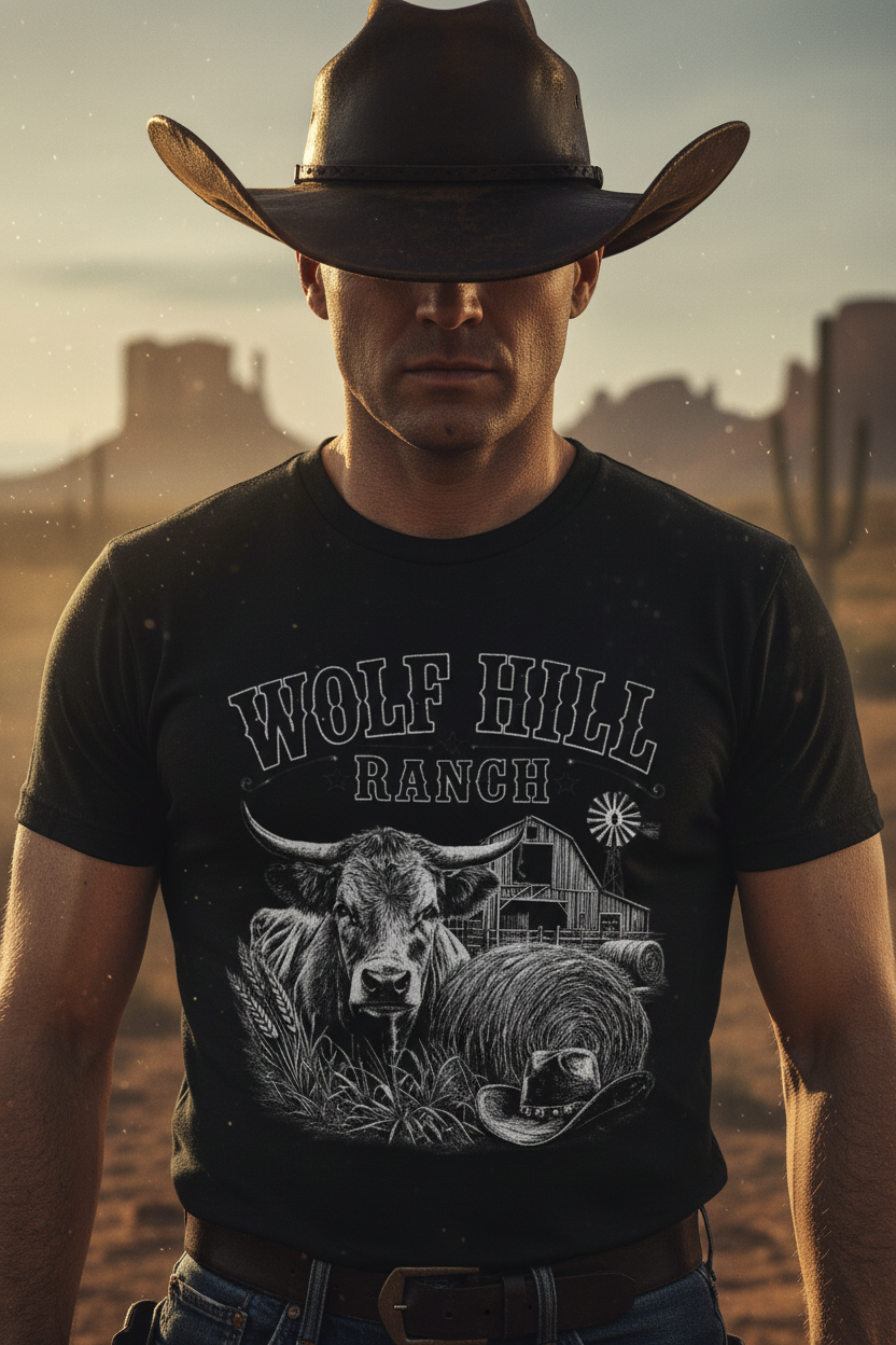 Wolf Hill Ranch Leather Hat Denim Zoom