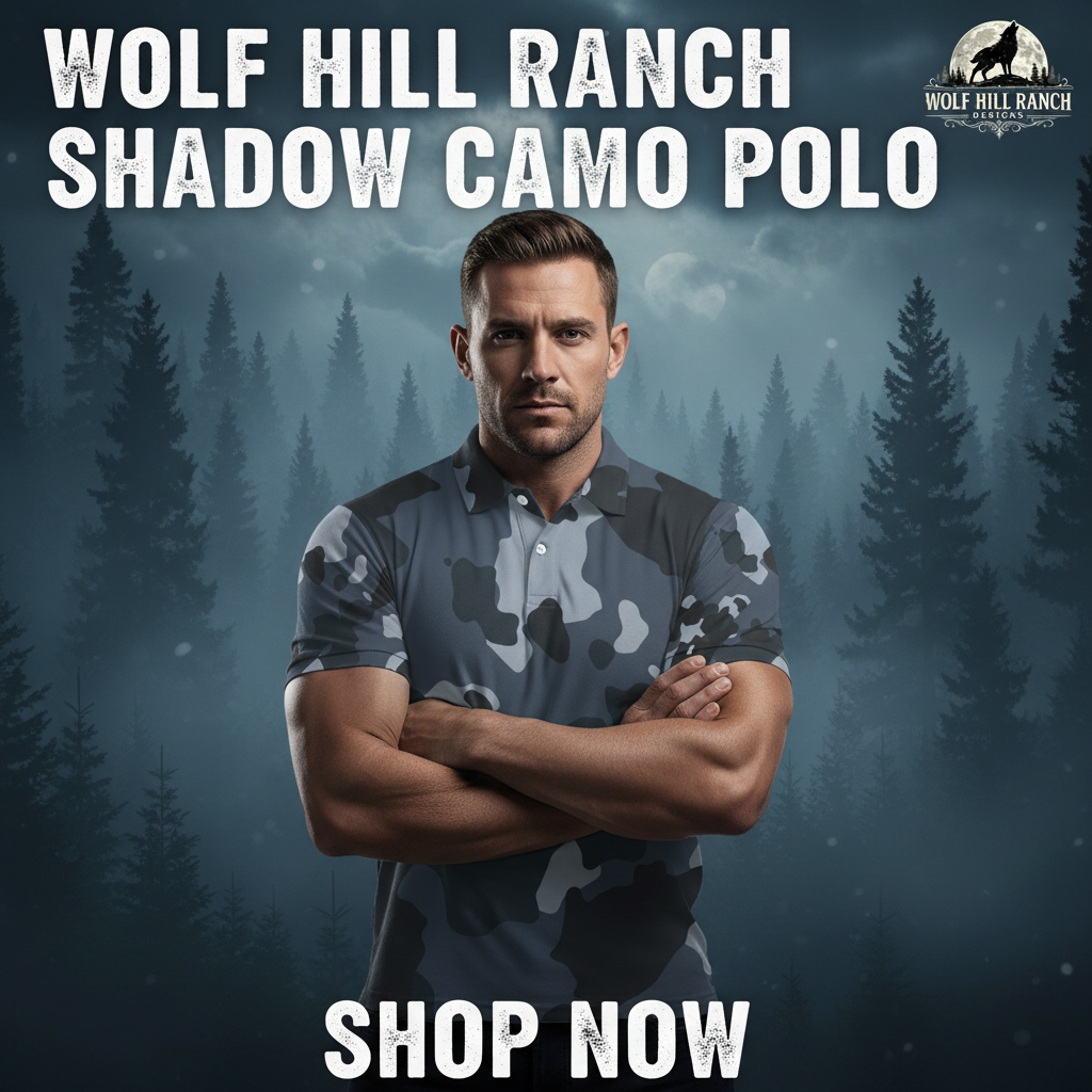 Wolf Hill Ranch Shadow Camo Polo - Clean Camo Ad