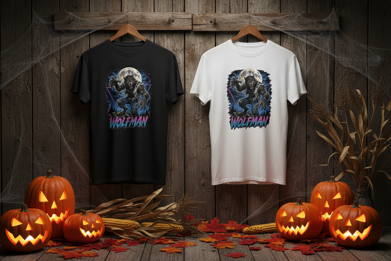 Wolfman Tees - Barn Wall Halloween Mockup