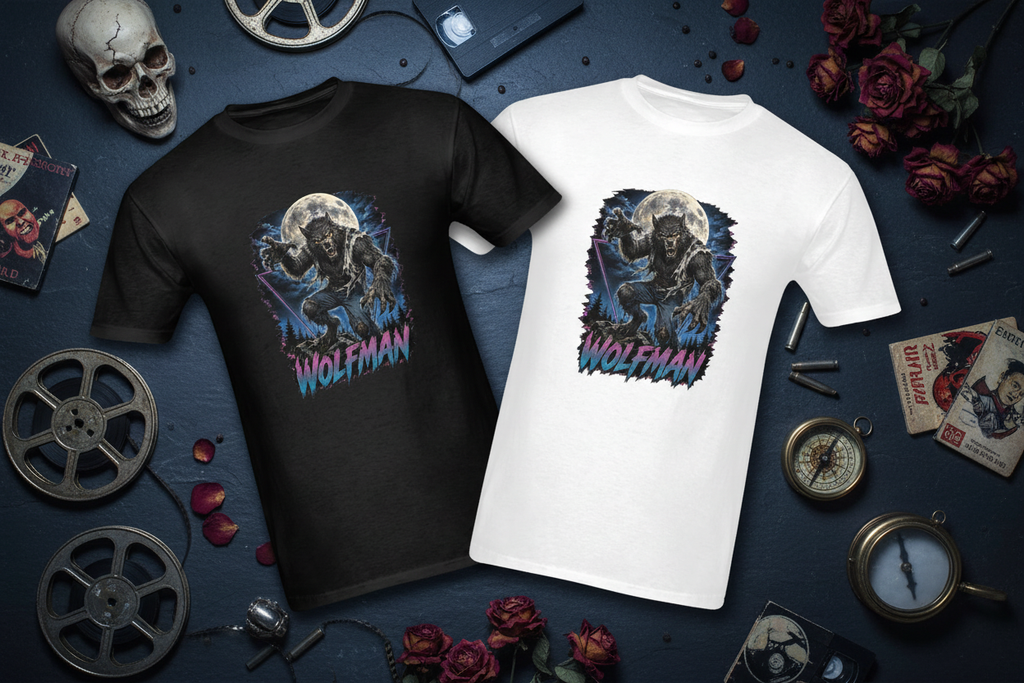 Wolfman Tees - Dark Flat Lay Horror Props