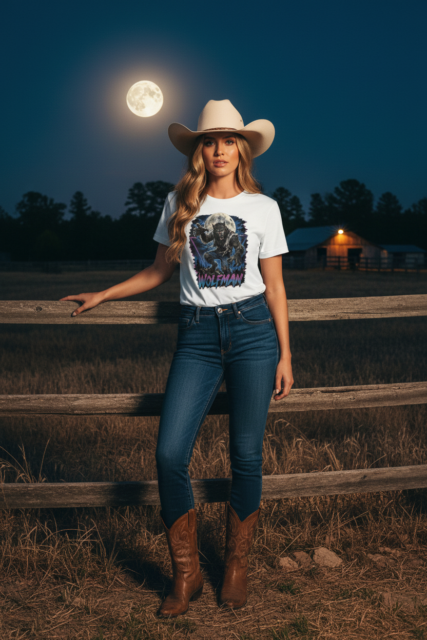 Wolfman White Tee - Ultrarealistic Cowgirl