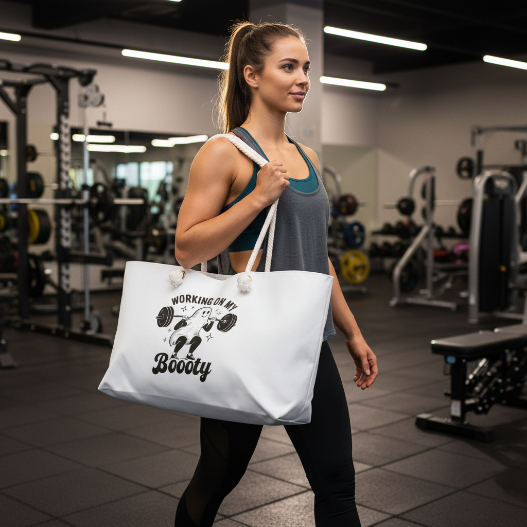 Woman at gym with weekender bag
