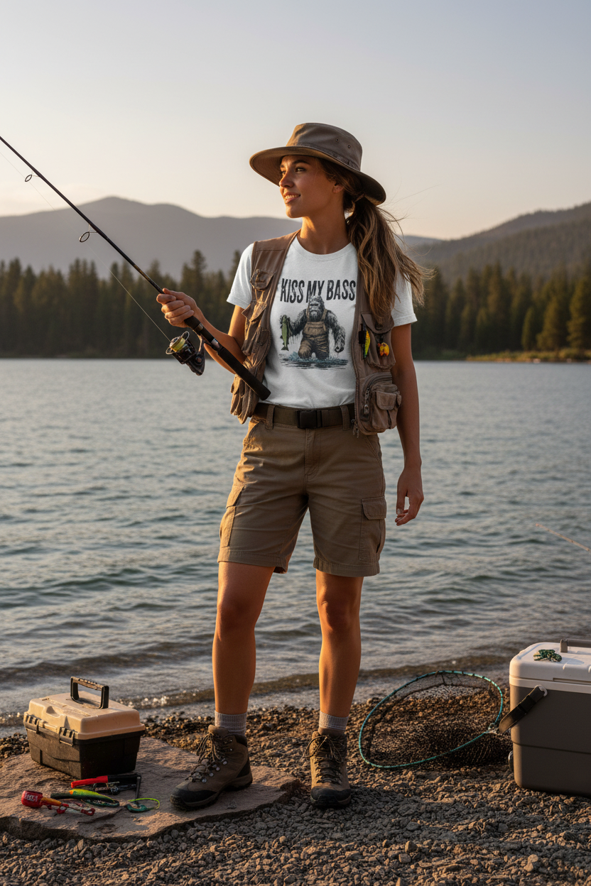 Woman Fishing Mockup