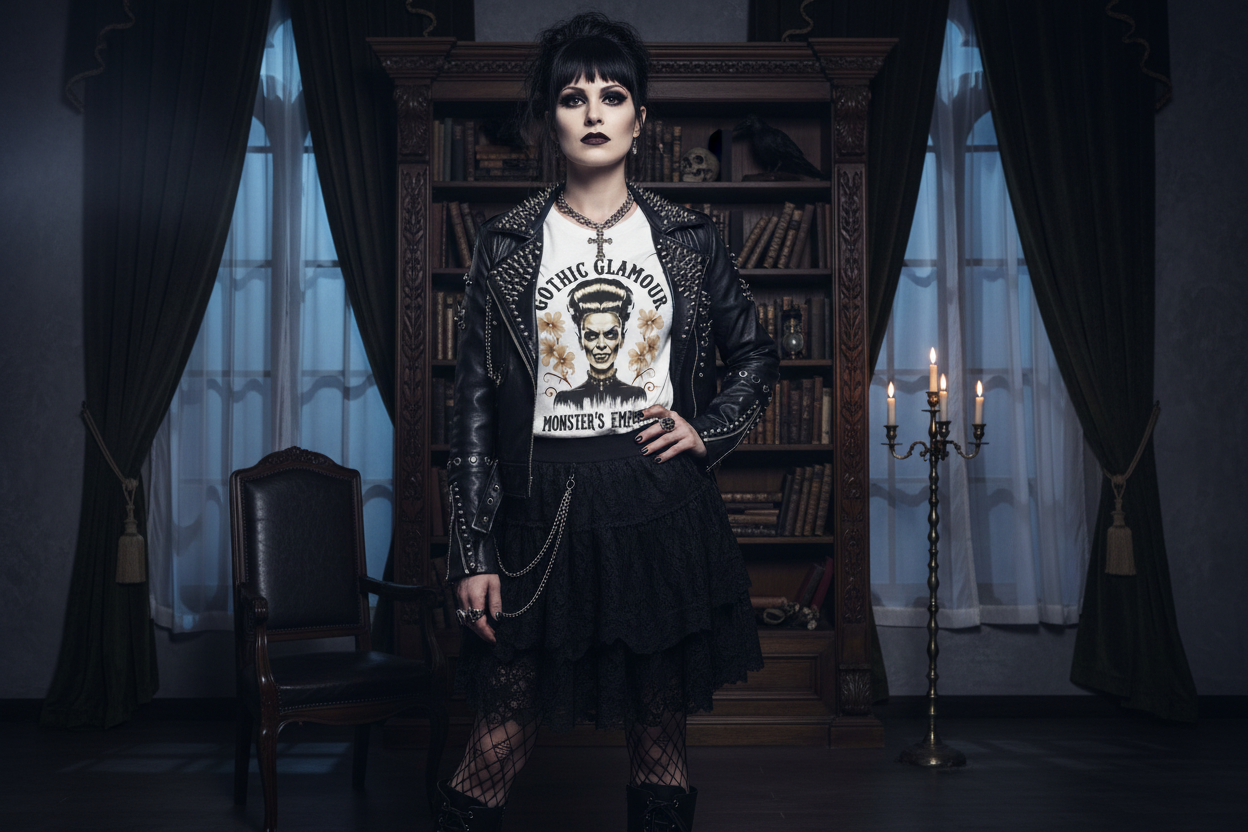 Woman in moody atmospheric indoor setting