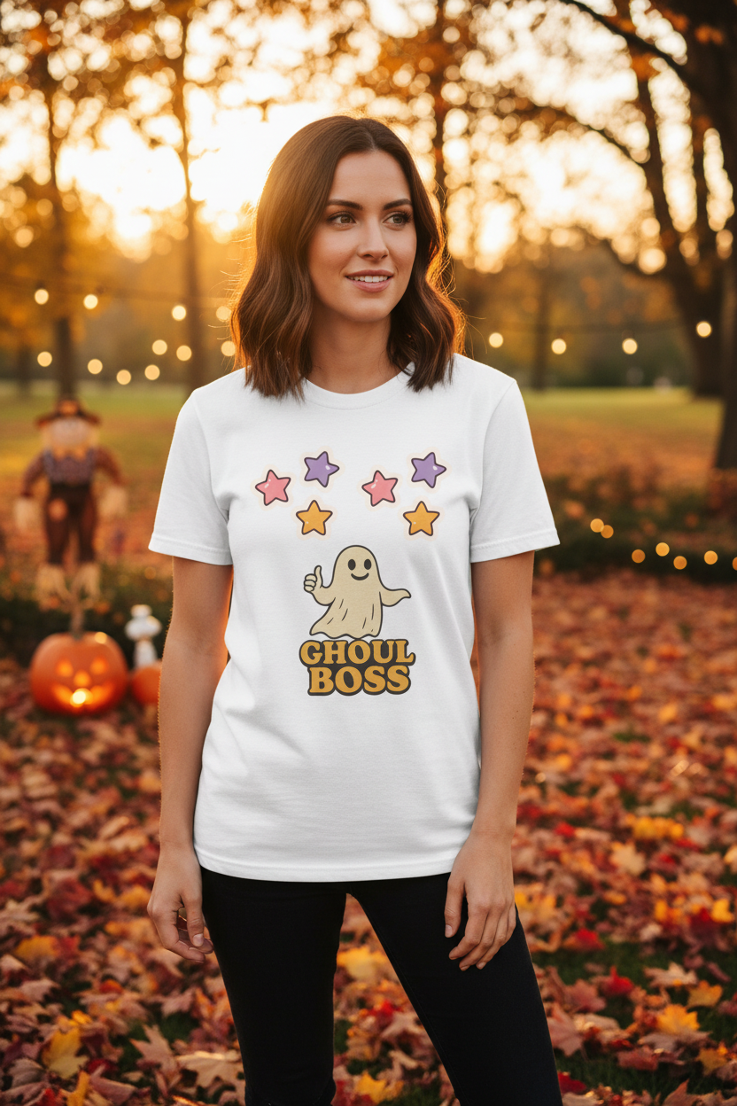 Woman outdoors in autumn setting with fall leaves