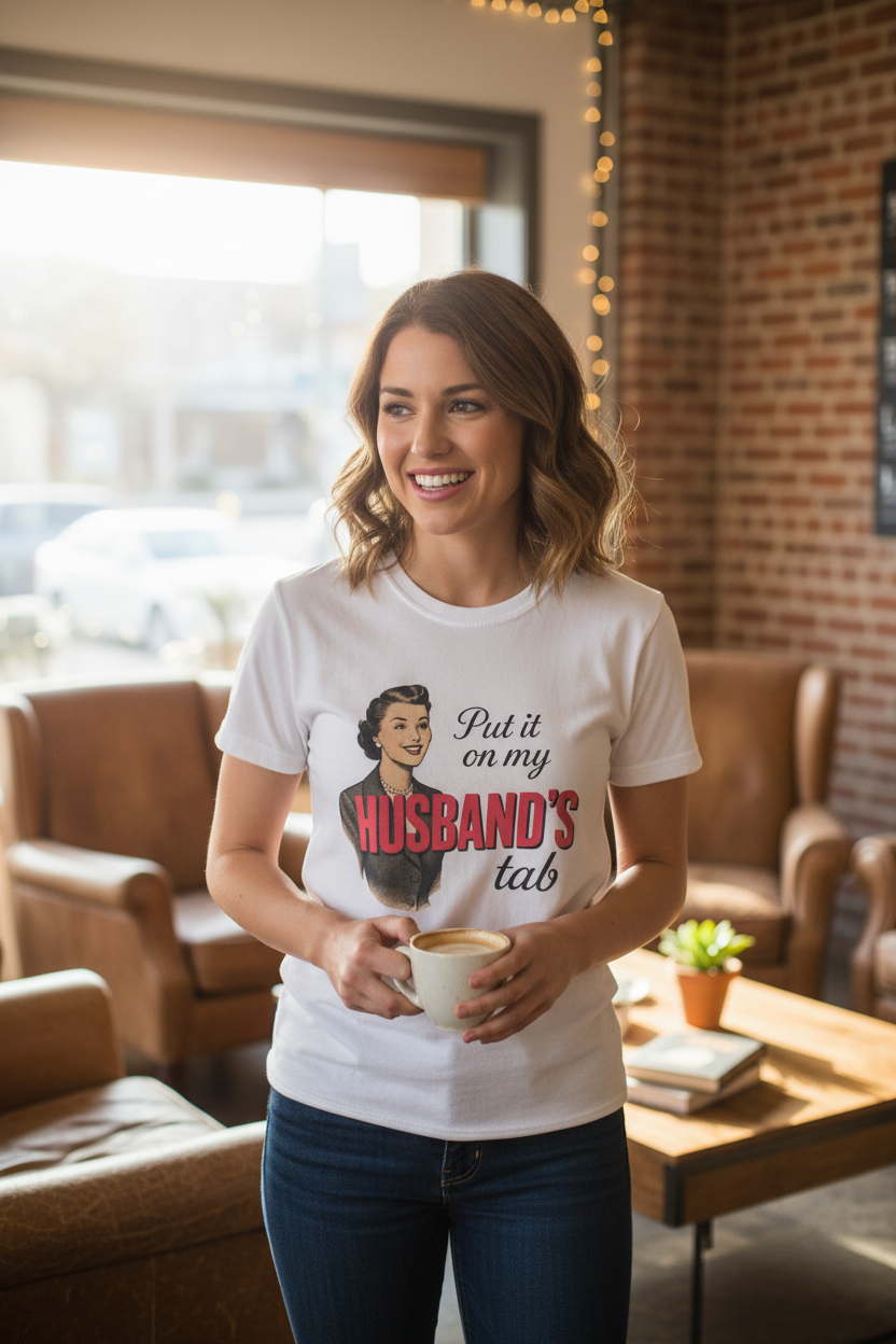 Woman Wearing Funny Quote T-Shirt Mockup