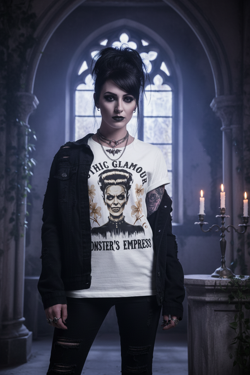 Woman wearing Gothic Empress t-shirt