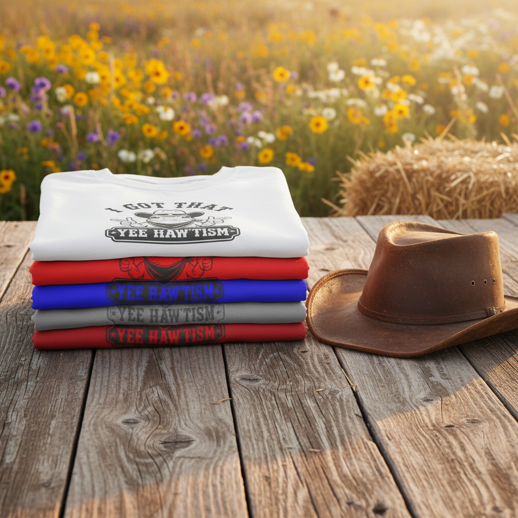 Yee Haw'tism Shirts Stacked